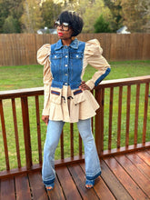 Load image into Gallery viewer, Peplum Denim Jacket (Medium/Khaki)