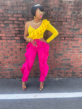 Load image into Gallery viewer, Ruffle Me Pink Joggers (Hot Pink)