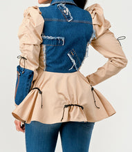 Load image into Gallery viewer, Peplum Denim Jacket (Medium/Khaki)