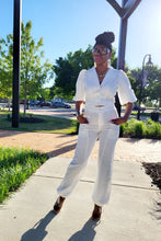 Load image into Gallery viewer, White Crop Jacket Pant Set