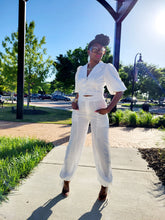 Load image into Gallery viewer, White Crop Jacket Pant Set