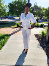 Load image into Gallery viewer, White Crop Jacket Pant Set