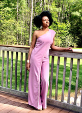 Load image into Gallery viewer, One Shoulder Grecian Jumpsuit (Mauve)