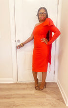 Load image into Gallery viewer, Bodycon Bow Midi Dress (Red)