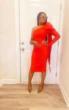 Load image into Gallery viewer, Bodycon Bow Midi Dress (Red)