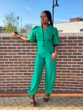 Load image into Gallery viewer, Green Crop Jacket Pant Set (Kelly Green)