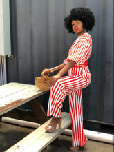 Load image into Gallery viewer, The Bubble Sleeve Jumpsuit (Red/White)