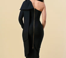 Load image into Gallery viewer, Bodycon Bow Midi Dress (Black)