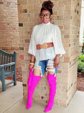 Load image into Gallery viewer, High Rise Distressed Bermuda Jean Shorts (Medium Blue)