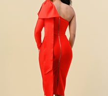 Load image into Gallery viewer, Bodycon Bow Midi Dress (Red)