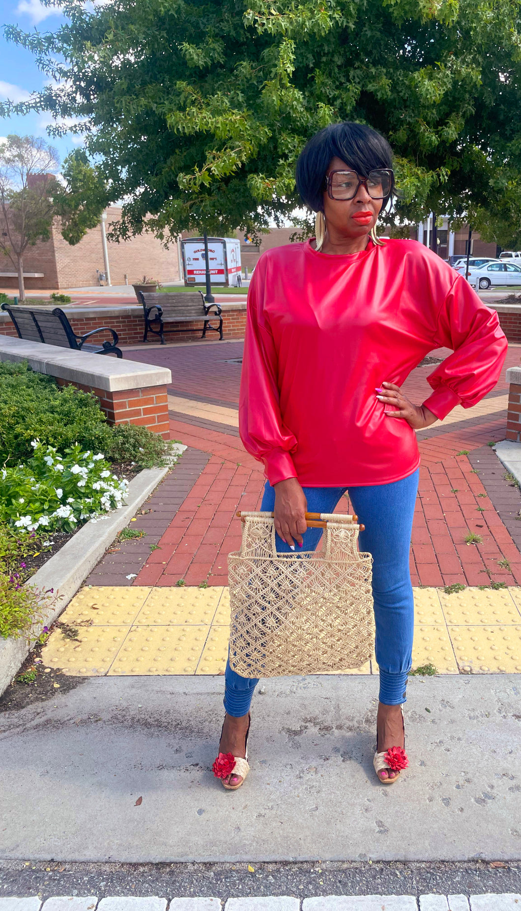 Go Red Faux Leather Top