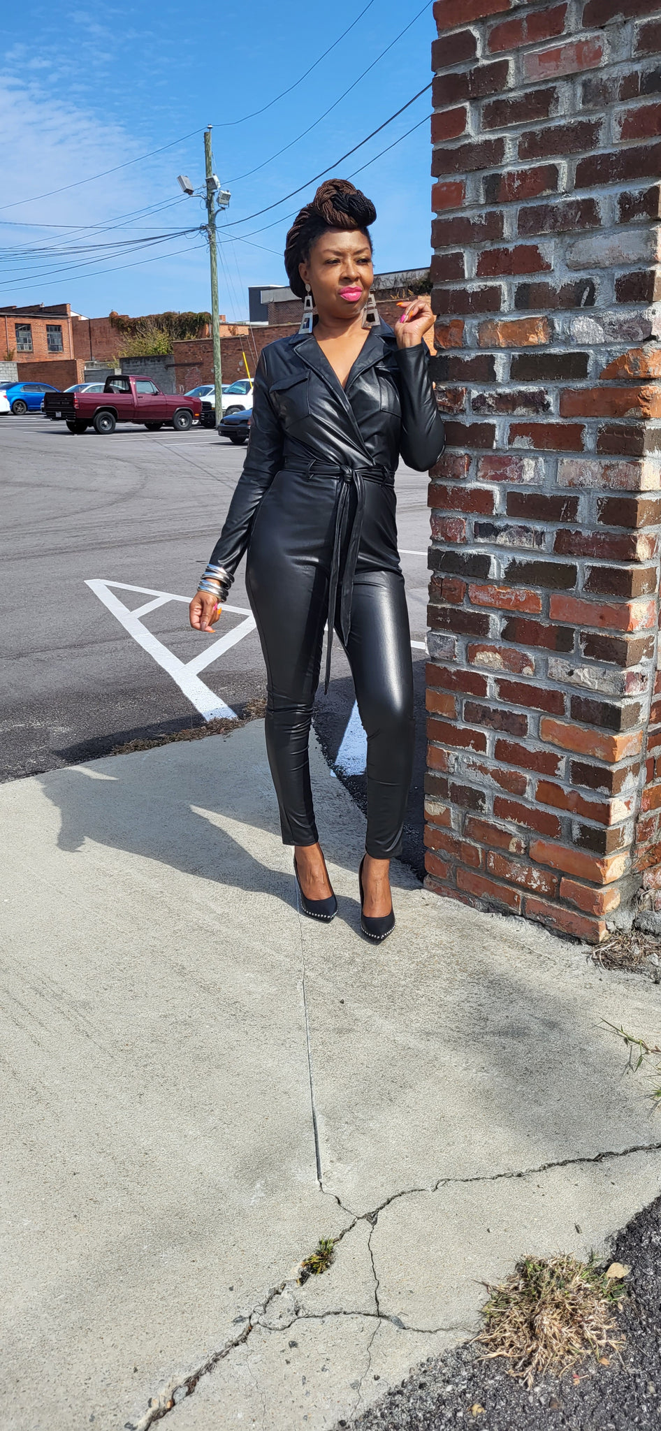 Foxy Faux Leather Jumpsuit (Black) – RBelle Boutique