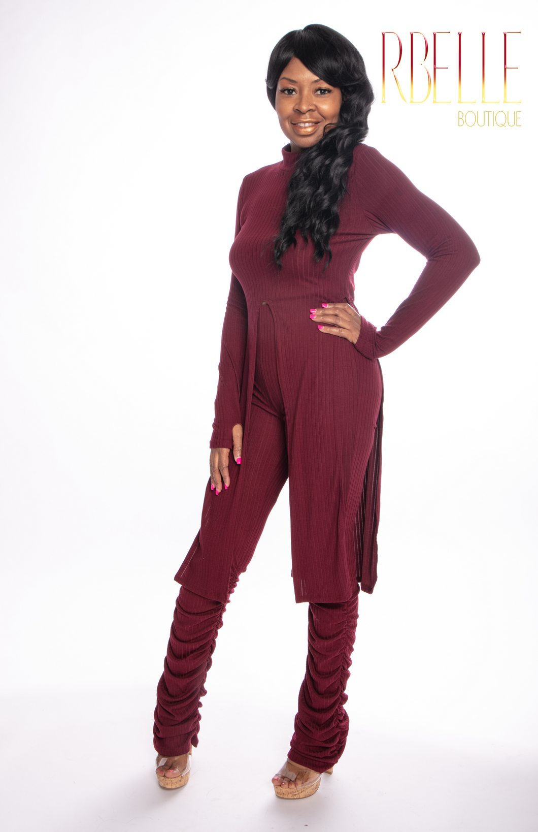The Ruched Burgundy Set